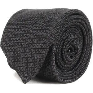 Fendi Zucca pattern silk tie charcoal gray black luxury men's