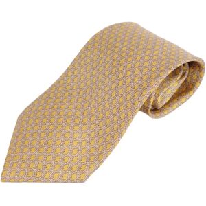 Hermes tie silk twill 100% men's yellow