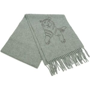 Hermes Muffler Tiger King Gris Claire Cine Brode Cashmere H391632T 02 Men's