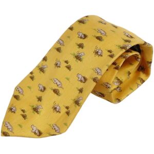 Hermes Tie Silk Twill Mole 100% Men's Yellow