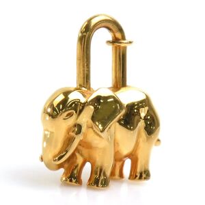 Hermes Padlock Animal Motif Elephant Metal Gold Unisex