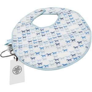 Hermes Cotton Others Blue,White Baby bib with horse pattern