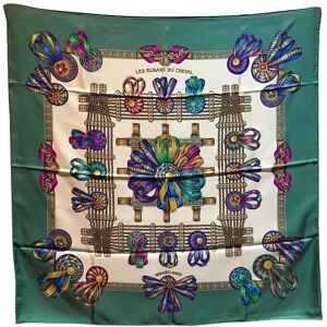 Hermes Vintage Les Rubans du Cheval Silk Scarf in Green