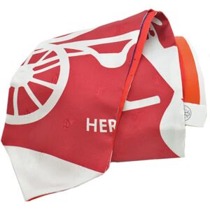 Hermes Scarf Twill Up Red White Orange Multi Silk Ladies