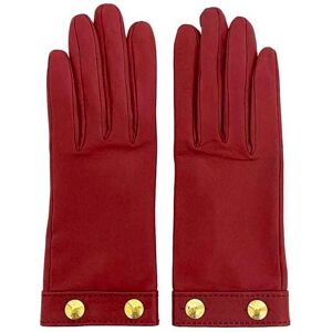 Hermes Gloves Red Gold Serie Leather Lambskin  Button S Size Ladies