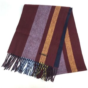 Hermes Alternate Stripe Muffler with Fringe Cashmere Unisex Multicolor/Navy