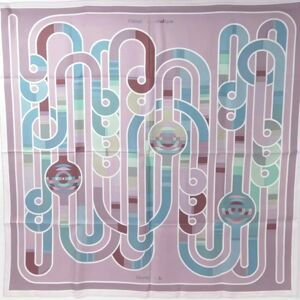 Hermes Scarf Carre 90 Melodie chromatique Chromatic Melody Silk Pink Unisex