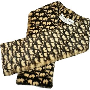 Christian Dior Trotter Muffler Fur Neckwear Beige Brown Women's