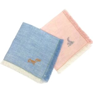 Hermes Baby line handkerchief set linen pink blue embroidery