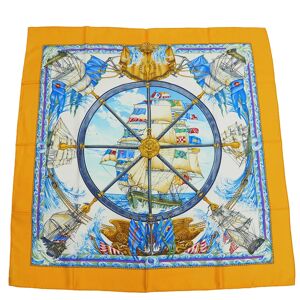 Hermes Carre 90 Vive le ven Wind Blow Yellow Rudder Ship Scarf Muffler