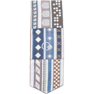 Hermes Muffler/Scarf Muffler Navy White Brown All Over Print Silk Maxi Collier de Chien 22 Spring/Summer Office Casual