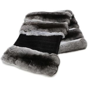 Fendi fur muffler silk shawl grey/white