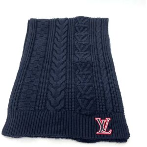 LOUIS VUITTON MP2866 LV Logo Escharpe Cable Muffler Wool Unisex Navy