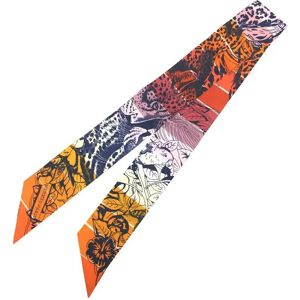 Hermes Twilly Scarf Muffler Jungle Love Rainbow 2019 Orange/Ankle/Beauty Rose Leopard 100% Silk