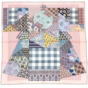 Hermes Scarf Muffler Carre 90 L'Art du Sarasa Chintz Art 003273S 09 ROSE PALE Pink 100% Silk  aq9420