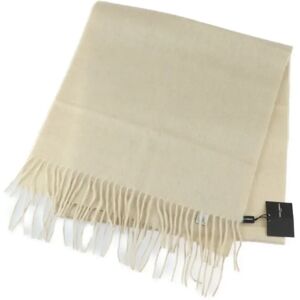 DOLCE & GABBANADOLCE&GABBANA  Muffler 11 817 001 100% Cashmere Light Beige With Tag Logo Fringe