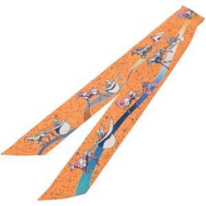 Hermes Twilly Space Derby Orange Women's 100% Silk Scarf