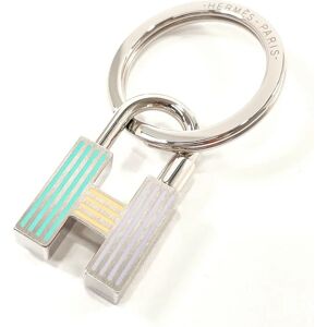 Hermes Quiz Rainbow Cadena Keychain Metal  Unisex Silver