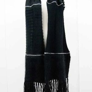 Chanel Camellia Switchable Long Muffler with Zipper Women's Black