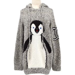 CHANEL★ 2007 CC penguin-motif knitted hoodie #42 10258