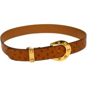 Hermes 1991 Horseshoe Buckle Belt Brown Ostrich #70 77026