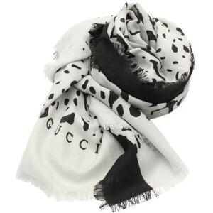 Gucci Black & White Leopard Print Shawl