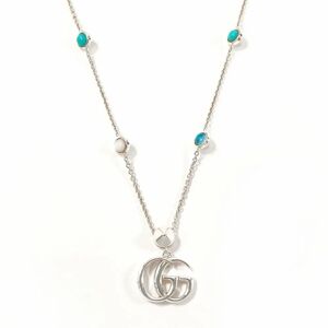 Gucci Double G 527399 J8474 8517 Necklace Silver 925 Blue Topaz Mother of Pearl Women's F3102829