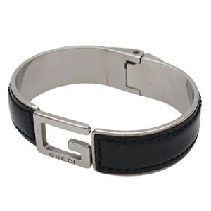 Gucci bangle ladies brand enamel black silver