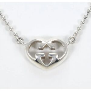 Gucci Interlocking G Heart Silver Necklace Bag Total Weight Approx. 14.8g 40cm Jewelry Wrapping Free