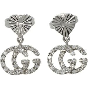 Gucci GG running diamond earrings K18 white gold ladies