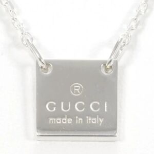 Gucci Square Logo Plate Silver Necklace Total Weight Approx. 5.7g 48cm Jewelry Wrapping Free