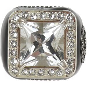 Gucci Ring 538037 Notation Size 13 Silver 925 Rhinestone Crystal Clear Black Square Stone