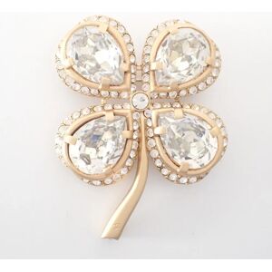 Chanel 01C Bijou Rhinestone Clover Brooch Gold Ladies