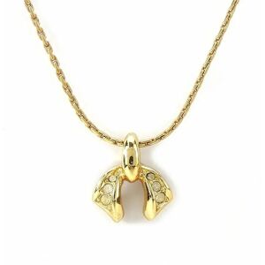 Christian Dior Necklace Metal Gold Rhinestone Women's