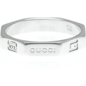 Gucci Octagonal Ring White Gold [18K] Fashion No Stone Band Ring Silver