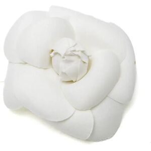 Chanel Camellia Metal,Satin Corsage Gold,White