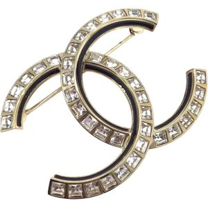 Chanel Coco Mark Brooch A24C CC Gold Rhinestone GP Champagne Strass Clothing Women Men Unisex