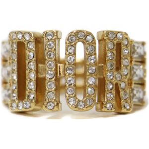 Christian Dior Ring Gold S[] Rhinestone Bijou Women's