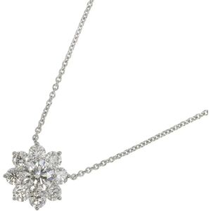 HARRY WINSTON Sunflower SM Diamond 0.71ct E/VS2/3EX Necklace 41cm Pt Platinum