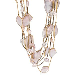 Vintage Rose Quartz & Flat Freshwater Pearl Necklace