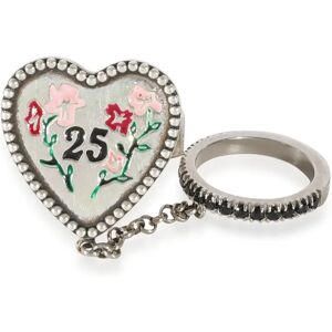 Gucci Bosco & Orso Heart Chain Cocktail Ring With Spinel in Sterling Silver