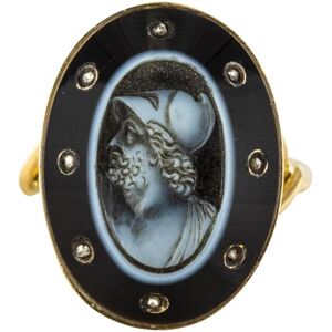 Vintage Empire Onyx Cameo and Rose Cut Diamond Ring