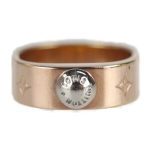 LOUIS VUITTON Nanogram Ring M00213 Notation Size S Metal Pink Gold Silver Monogram Pattern Square Silhouette Reference No. 10.5