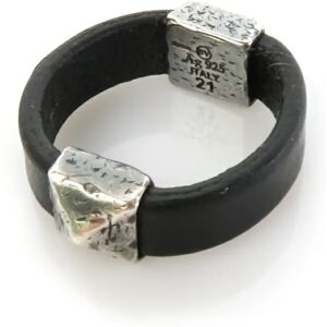 Bottega Veneta Ring/Ring Leather/Silver 925 Black x Silver Men's No. 21 h29520f