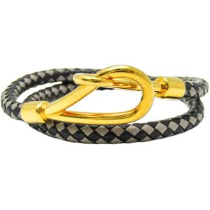 Hermes Jumbo Braided Choker Leather,Metal Bangle Black,Gold,Gray