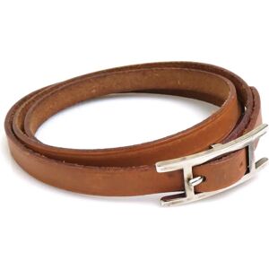 Hermes bracelet Api leather/metal brown/silver unisex