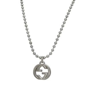 Gucci Necklace Silver Interlocking 479217 J8400 8106 925  GG Ball Chain Accessory 50cm Women Men