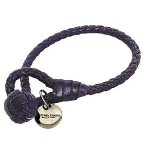 Bottega Veneta Ec-14203 Leather Charm Bracelet Purple,Silver