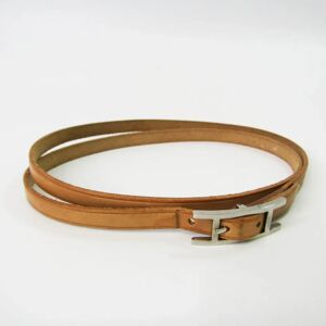 Hermes Api III Choker Leather,Metal Bangle Brown,Silver