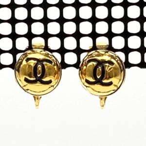 Chanel Earrings Coco Mark Accessories Gold Golden Circle Round Fashion Women's Men's